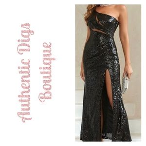 🖤Black one shoulder formal dress🖤